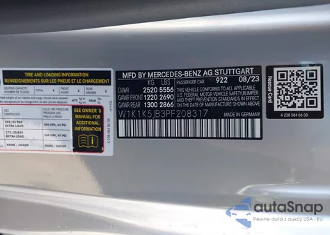 2023 Mercedes-Benz E 450 z USA, uszkodzony, nr VIN W1K1K5JB3PF208317